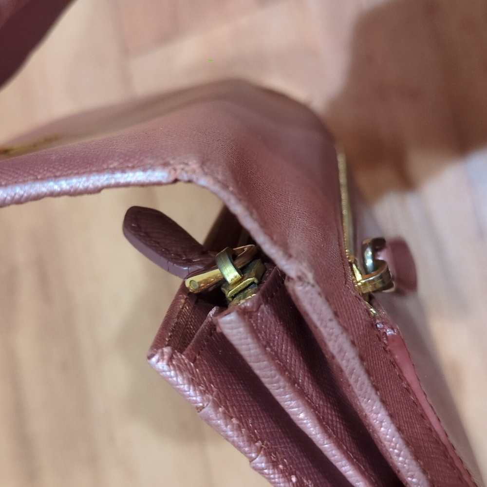 Prada Saffiano Metallic Leather Continental Rose gold Pink Double Snap Wallet - Picture 11 of 17